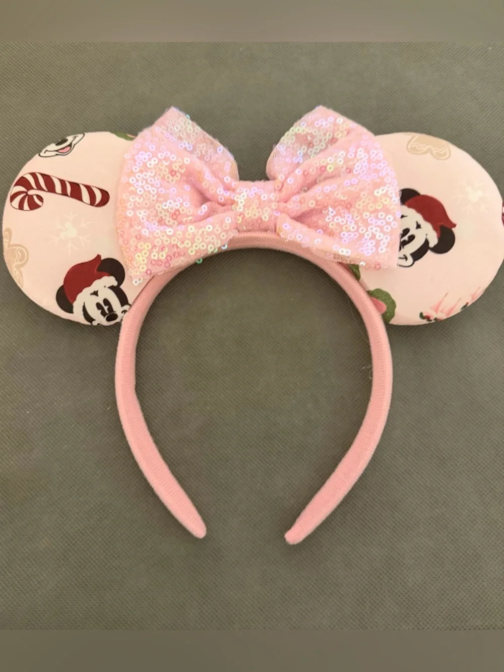 Pink Sequin Bow Minnie Ear Headband
